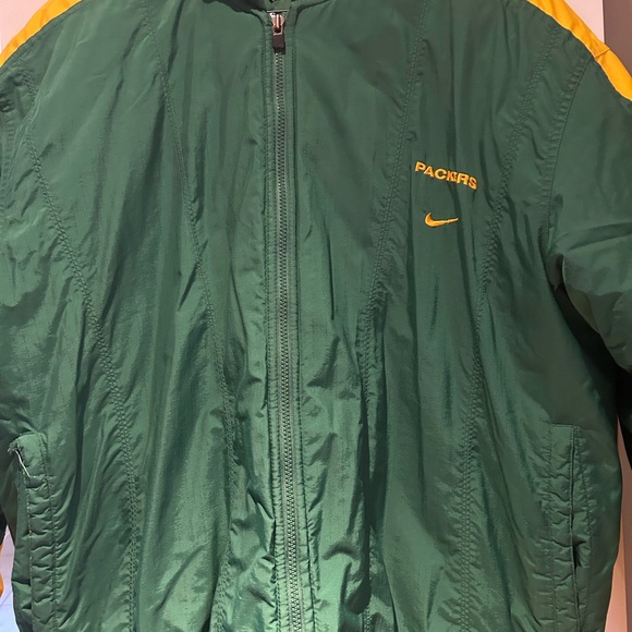 Nike Men's Green Bay Packers Vintage Puffer Jacket Full Zip Green Yellow Size L - Picture 11 of 11